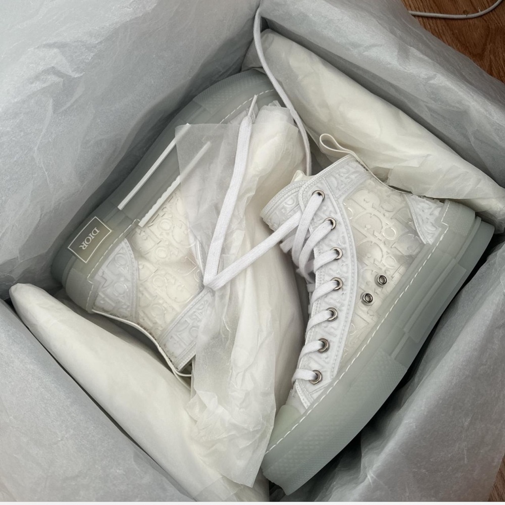 Dior B23 White and Gray High-Top Sneakers